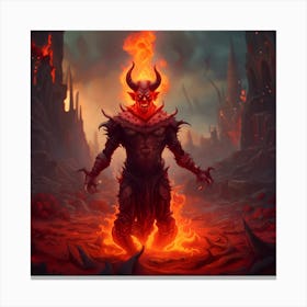 Demon In Flames Canvas Print