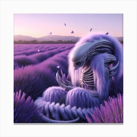 Alien Reflecting In A Lavender Field Canvas Print