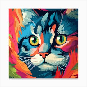 Colorful Cat Painting 4 Canvas Print