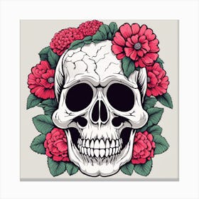Floral Skull (3) 1 Canvas Print