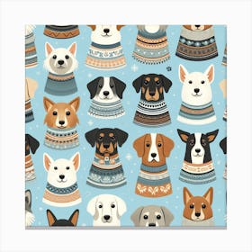 Scandinavian style,Pattern with dogs 1 Canvas Print