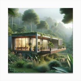 Container House In The Jungle Canvas Print