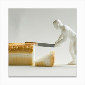 Man Cutting Bread Canvas Print