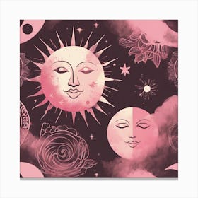Pink Sun And Moon Canvas Print