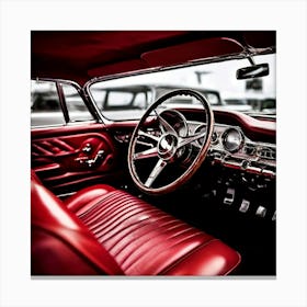 Lifestyle Detail Style Restored Automobile Red Shiny Part Vintage Antique Roadster Inside (5) Canvas Print