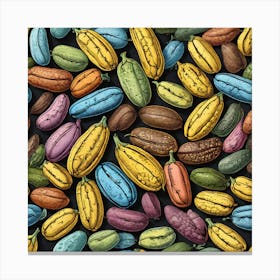 Seamless Pattern Of Roasted Coffee Beans Canvas Print