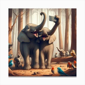 Selfie Elephants Canvas Print