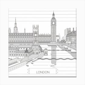 London Map Minimal Line Painting(1) Canvas Print