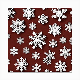 Snowflakes On A Red Background Canvas Print