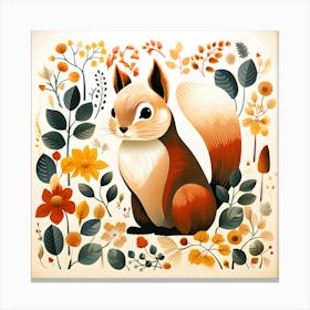 Squirrel In Autumn Leaves Canvas Print