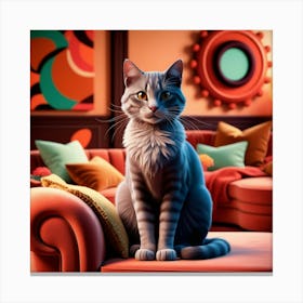 Cat Sitting On Couch 1 Canvas Print