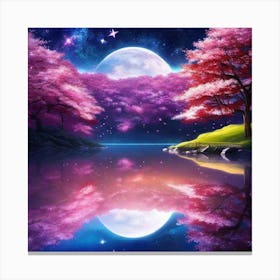 Full Moon Reflected In Water Canvas Print