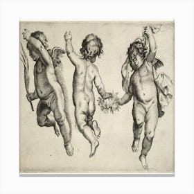 Three Cupids By Person Canvas Print