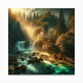 Waterfall In The Forest 13 Canvas Print