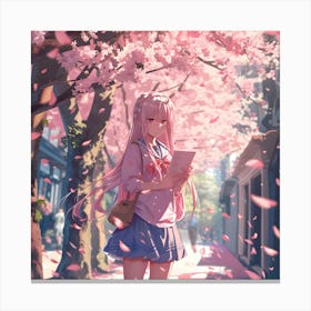 Anime Sakura Chery Blossom Woman Canvas Print