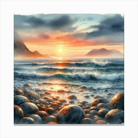 Sunset At The Beach 1 Canvas Print