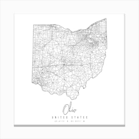 Ohio Minimal Street Map Square Canvas Print