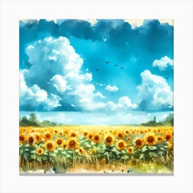 Watercolor Sunflowers 1 Canvas Print