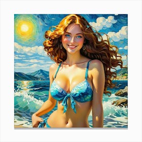 Beautiful Woman In Bikinifgh Canvas Print