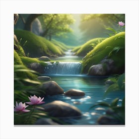 Stream In The Forest 2 Canvas Print