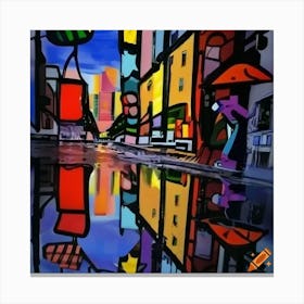 Night Time City Reflections Canvas Print