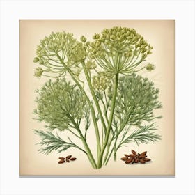 Fennel flower plants painting art print 2 Canvas Print