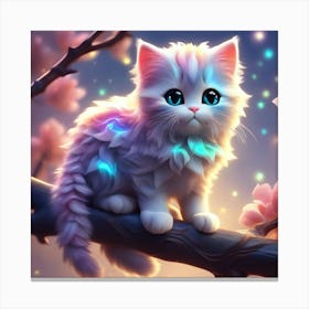 Cute Kitten In Cherry Blossoms Canvas Print