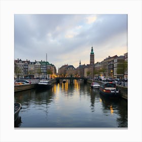 Amsterdam Canal At Dusk Canvas Print