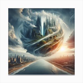 City In The Clouds Canvas Print