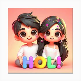 Holi Couple 7 Canvas Print