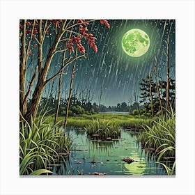 Moonlight In The Marsh Canvas Print