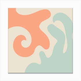 Abstract modern shapes fuzzy peach and aqua Canvas Print