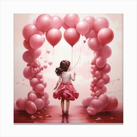 Girl With Balloons Canvas Print