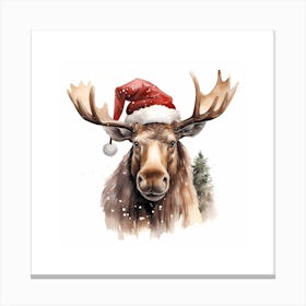 Moose In A Santa Hat Canvas Print