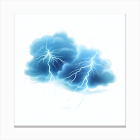 Lightning Clouds On White Background Canvas Print