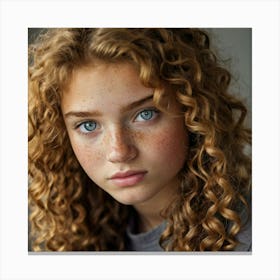 Portrait Of A Girl With Curly Hair 1 Canvas Print