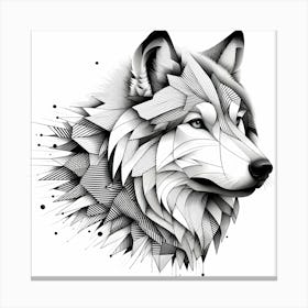 Wolf - Abstract Line Art Illustration 231 Canvas Print