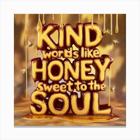 Sweet Words 3d Render Of Honey Dripped Typography With Whimsical Bees (1) Canvas Print