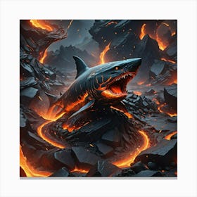 Shark On Fire Canvas Print