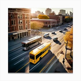 Transit Tracking School Journey Bus Stop Drone Route Dropped Community Day Small Wheel N (4) Canvas Print