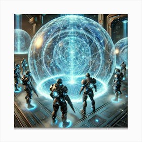 A Futuristic Sci Fi Scene Depicting Shieldbearers Canvas Print