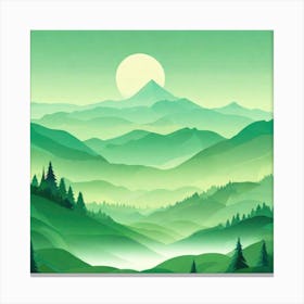 Misty mountains background in green tone 177 Canvas Print