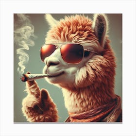 Llama Smoking Weed 1 Canvas Print