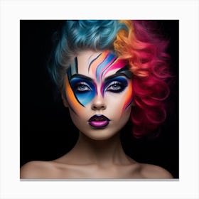 Beautiful Young Woman With Colorful Makeup Canvas Print