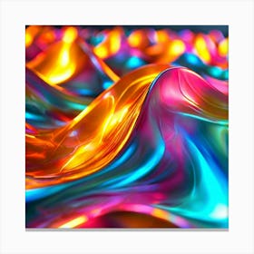 3d Light Colors Holographic Abstract Future Movement Shapes Dynamic Vibrant Flowing Lumi (12) Canvas Print
