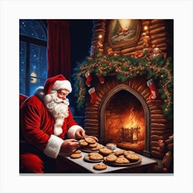 Santa Claus Baking Cookies Canvas Print