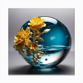 Flowers In A Glass Sphere Canvas Print