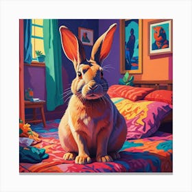 Rabbit In The Bedroom Canvas Print