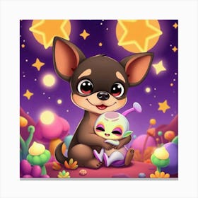 A Cute Alien Baby and A Chihuahua Canvas Print