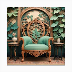 Chair In Front Of A Tree Canvas Print